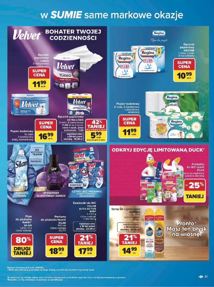 Gazetka promocyjna Carrefour - Gazetka w SUMIE same markowe okazje - ważna 08.06 do 20.06.2026 - strona 51 - produkty: Fa, Gin, Kosz, Papier, Papier toaletowy, Ręcznik, Rolki, Rum, Spray do czyszczenia, Zawieszki