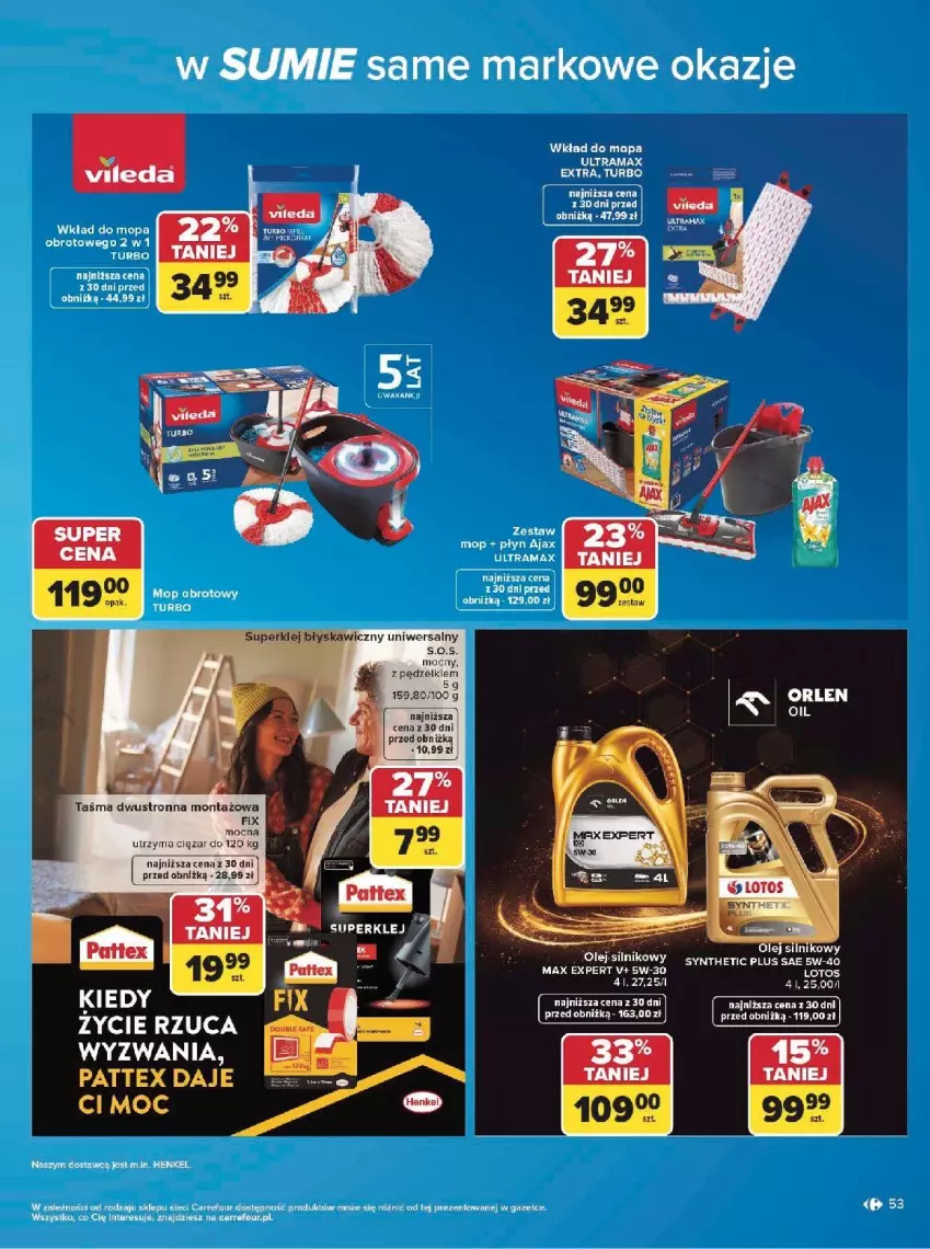 Gazetka promocyjna Carrefour - Gazetka w SUMIE same markowe okazje - ważna 08.06 do 20.06.2026 - strona 53 - produkty: Ajax, Fa, Klej, LEGO, Mop, Olej, Olej silnikowy, Rama