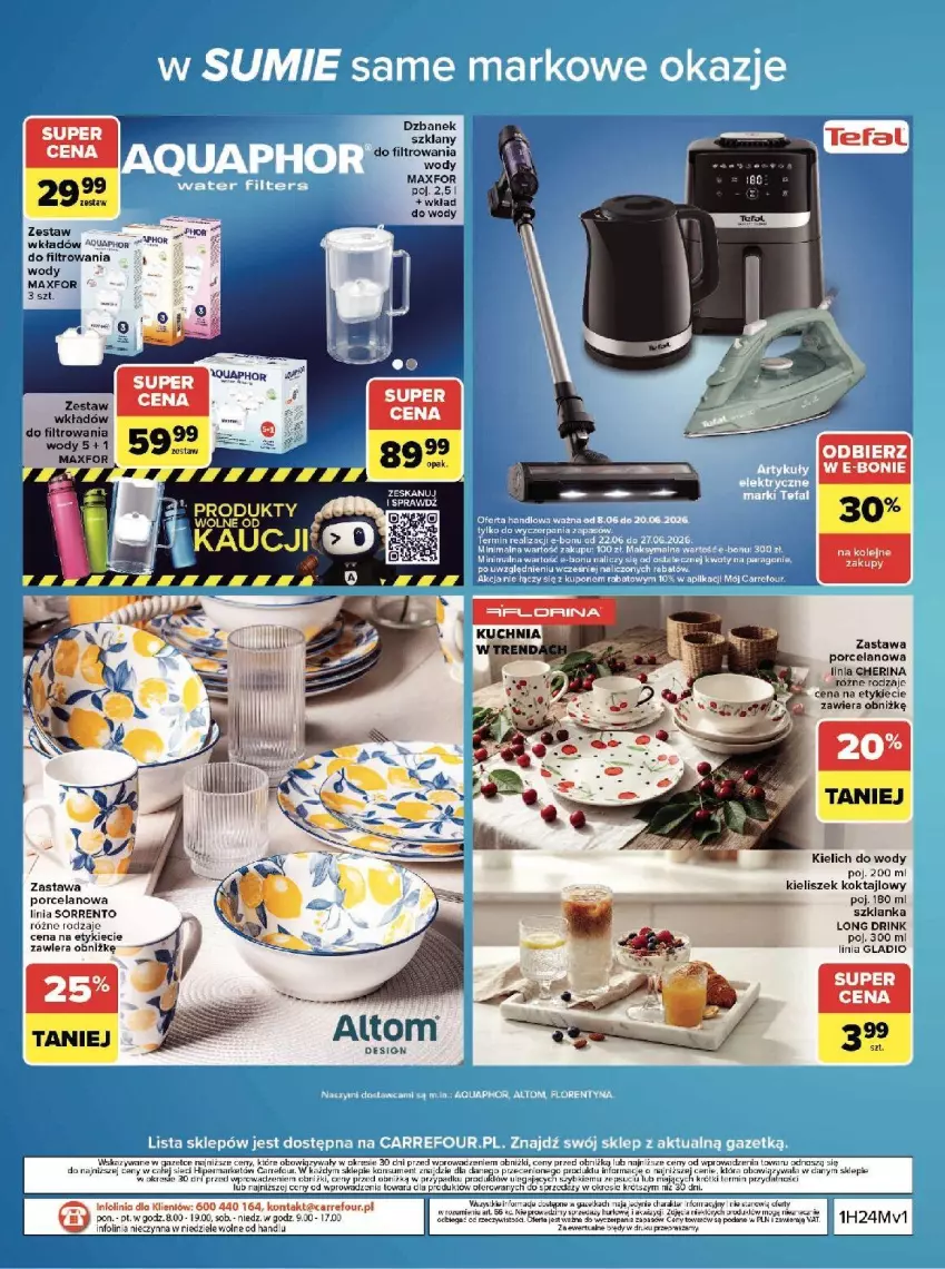 Gazetka promocyjna Carrefour - Gazetka w SUMIE same markowe okazje - ważna 08.06 do 20.06.2026 - strona 56 - produkty: Anew, Dzbanek, Fa, Kieliszek, Por, Rosie, Szklanka