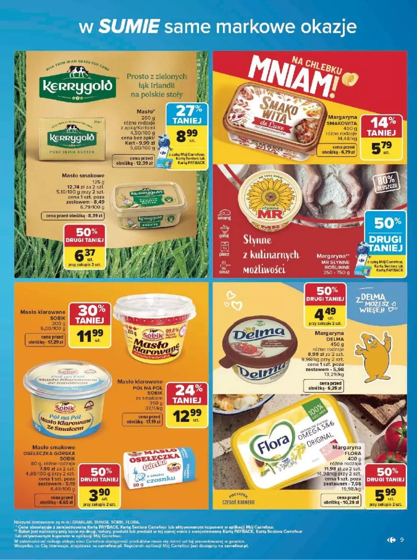 Gazetka promocyjna Carrefour - Gazetka w SUMIE same markowe okazje - ważna 08.06 do 20.06.2026 - strona 9 - produkty: Delma, Flora, Margaryna, Masło, Ser, Smakowita