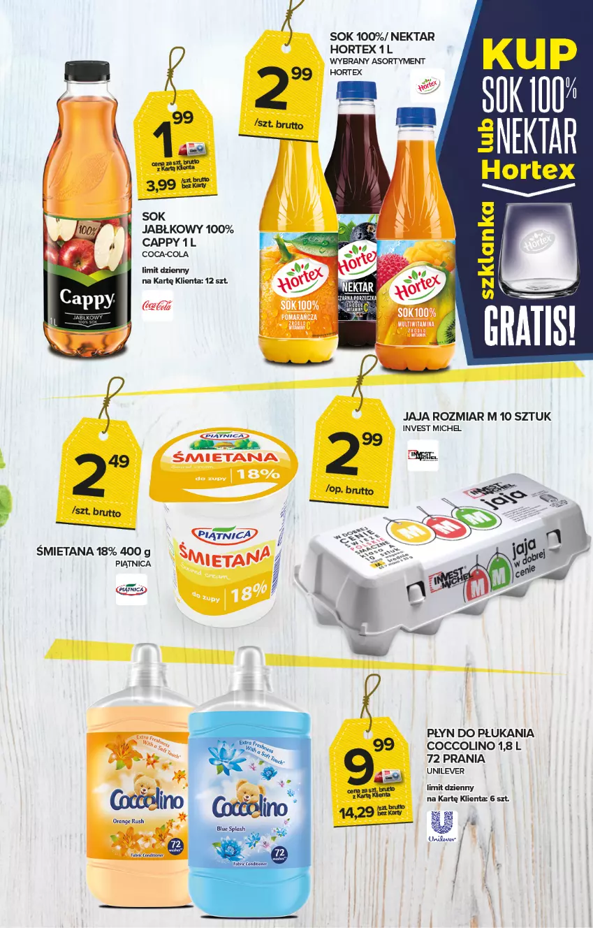 Gazetka promocyjna Topaz - Gazetka - ważna 29.04 do 05.05.2021 - strona 3 - produkty: Cappy, Coca-Cola, Coccolino, Hortex, Jaja, Nektar, Piątnica, Płyn do płukania, Sok