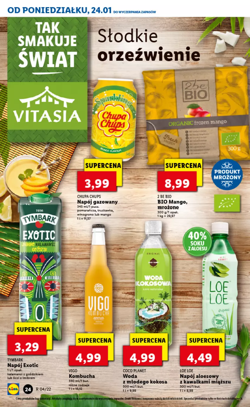 Gazetka promocyjna Lidl - GAZETKA - ważna 24.01 do 26.01.2022 - strona 24 - produkty: Chupa Chups, Frozen, Kawa, Kokos, Mango, Napój, Napój gazowany, Sok, Tymbark, Wino, Woda