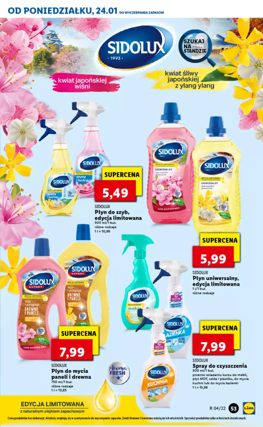 Gazetka promocyjna Lidl - GAZETKA - ważna 24.01 do 26.01.2022 - strona 57 - produkty: Fa, Olej, Płyn do mycia, Płyn do szyb, Sidolux, Spray do czyszczenia