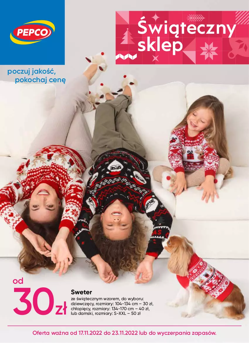 Gazetka promocyjna Pepco - Świąteczny Sklep - Swetry - ważna 17.11 do 23.11.2022 - strona 1 - produkty: Koc, Sweter