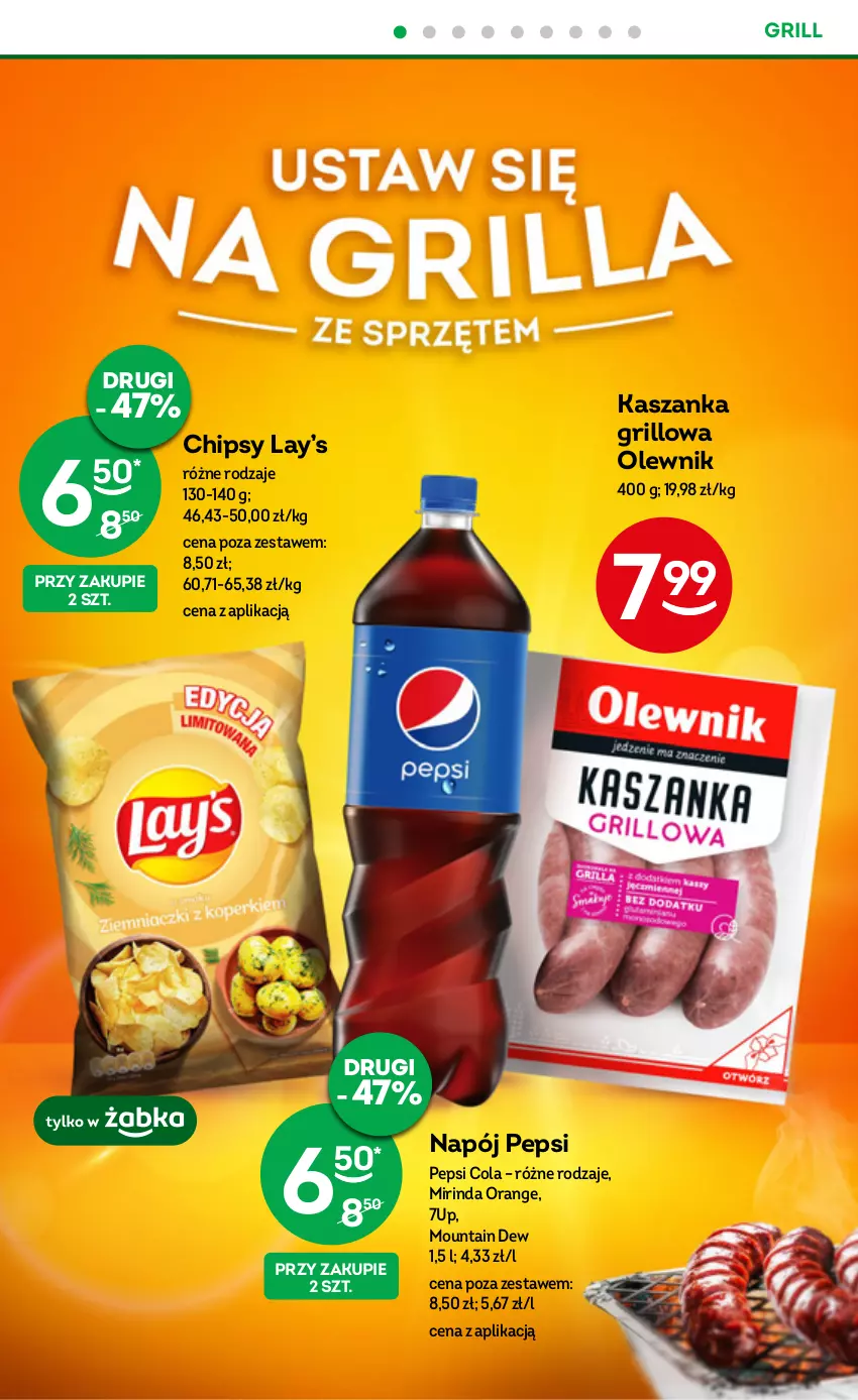 Gazetka promocyjna Żabka - ważna 19.07 do 01.08.2023 - strona 23 - produkty: 7up, Chipsy, Grill, Kasza, Kaszanka, Lay’s, Mirinda, Napój, Olewnik, Pepsi