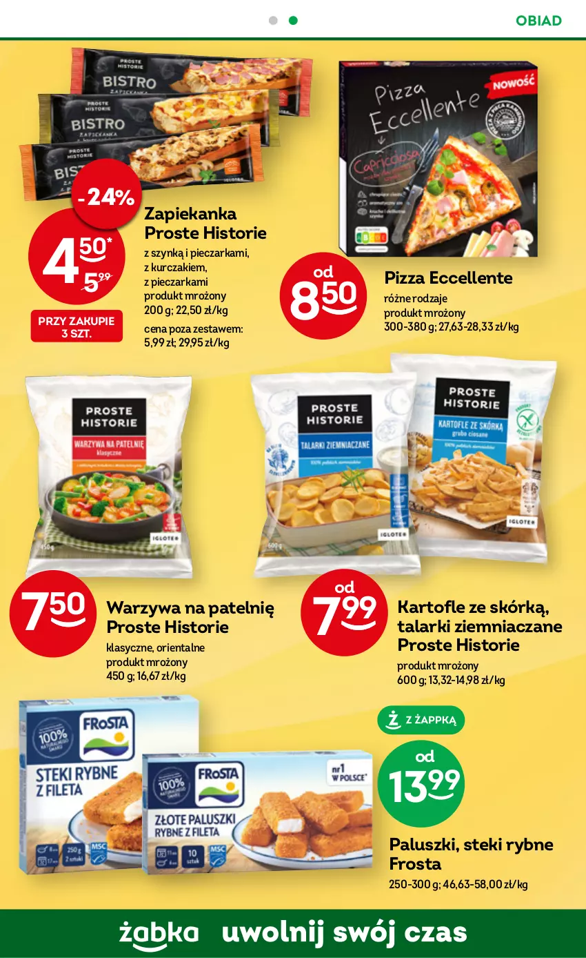 Gazetka promocyjna Żabka - ważna 19.07 do 01.08.2023 - strona 49 - produkty: Frosta, Kurczak, Piec, Pieczarka, Pizza, Stek, Warzywa, Zapiekanka