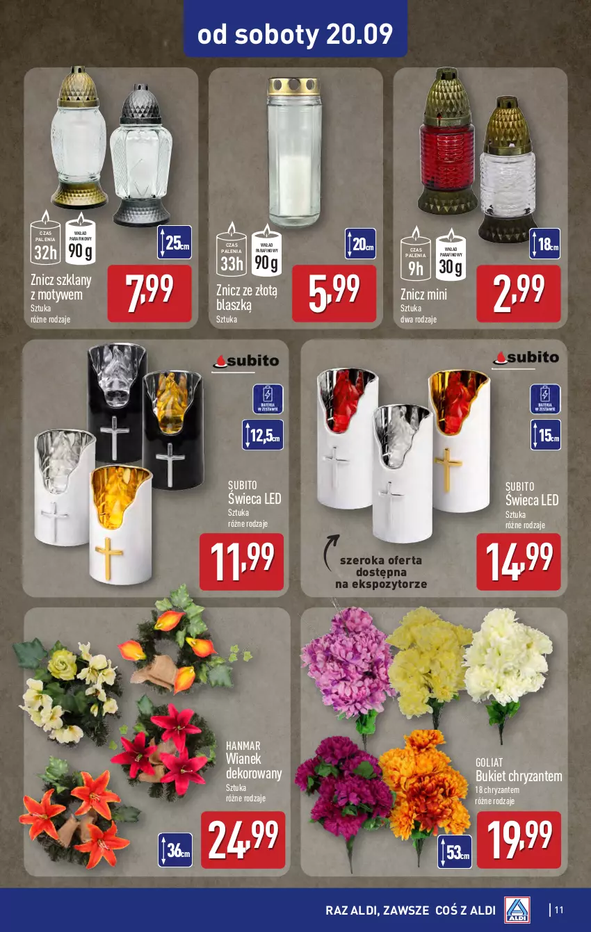 Gazetka promocyjna Aldi - Artykuły przemysłowe i tekstylia - ważna 17.09 do 20.09.2025 - strona 11 - produkty: Bukiet, Znicz