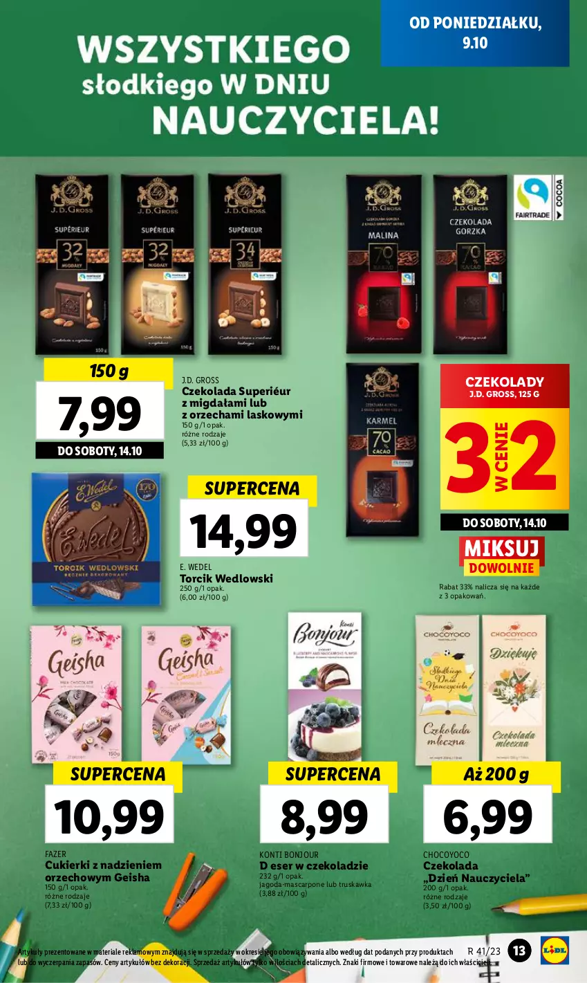 Gazetka promocyjna Lidl - GAZETKA - ważna 09.10 do 11.10.2023 - strona 17 - produkty: Cukier, Cukierki, Czekolada, E. Wedel, Fa, Mascarpone, Ser