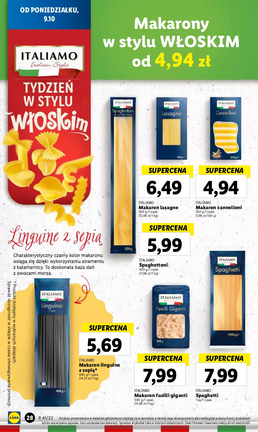 Gazetka promocyjna Lidl - GAZETKA - ważna 09.10 do 11.10.2023 - strona 32 - produkty: Lasagne, Makaron, Spaghetti
