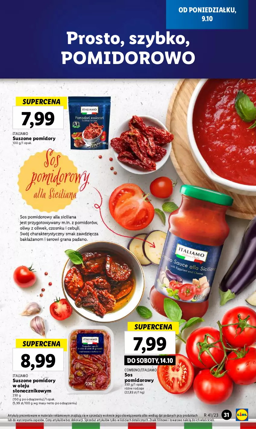 Gazetka promocyjna Lidl - GAZETKA - ważna 09.10 do 11.10.2023 - strona 35 - produkty: Olej, Pomidory, Sos, Sos pomidorowy, Suszone pomidory
