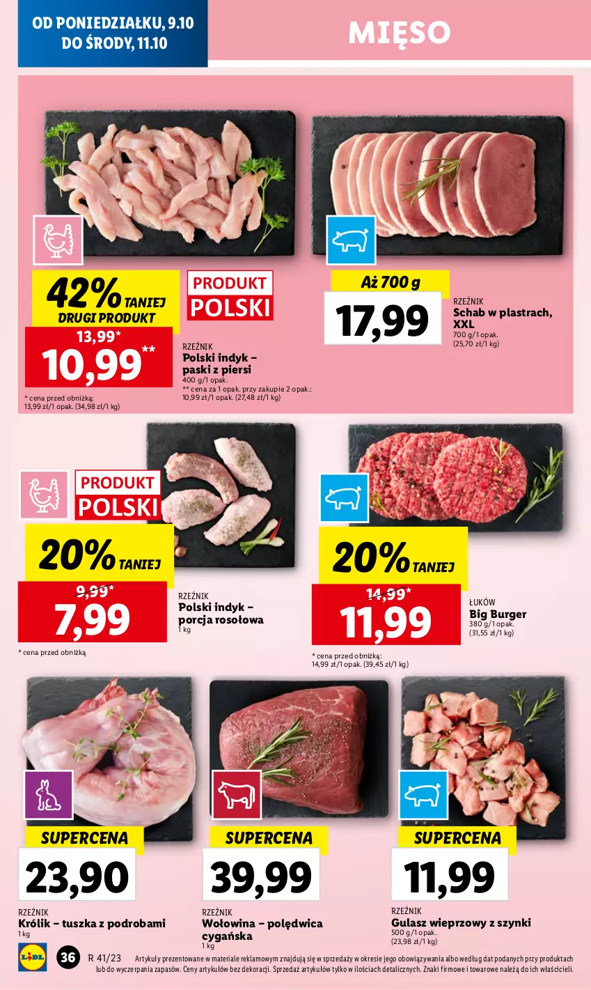 Gazetka promocyjna Lidl - GAZETKA - ważna 09.10 do 11.10.2023 - strona 40 - produkty: Burger, Królik, Mięso, Polędwica, Por, Tusz, Wołowina