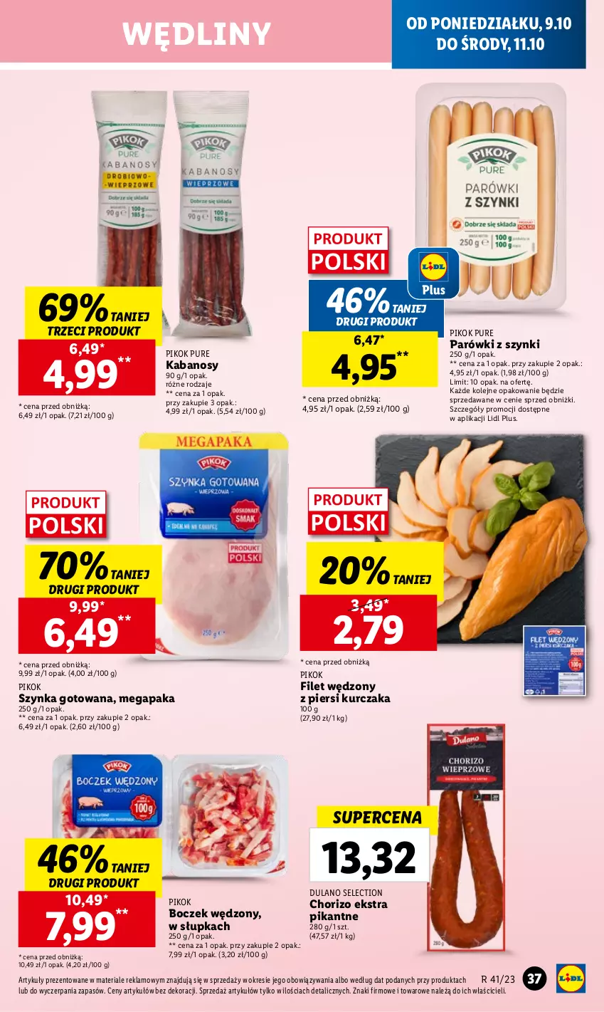 Gazetka promocyjna Lidl - GAZETKA - ważna 09.10 do 11.10.2023 - strona 41 - produkty: Boczek, Dulano, Kabanos, Kurczak, Olej, Parówki, Parówki z szynki, PIKOK, Pur, Szynka