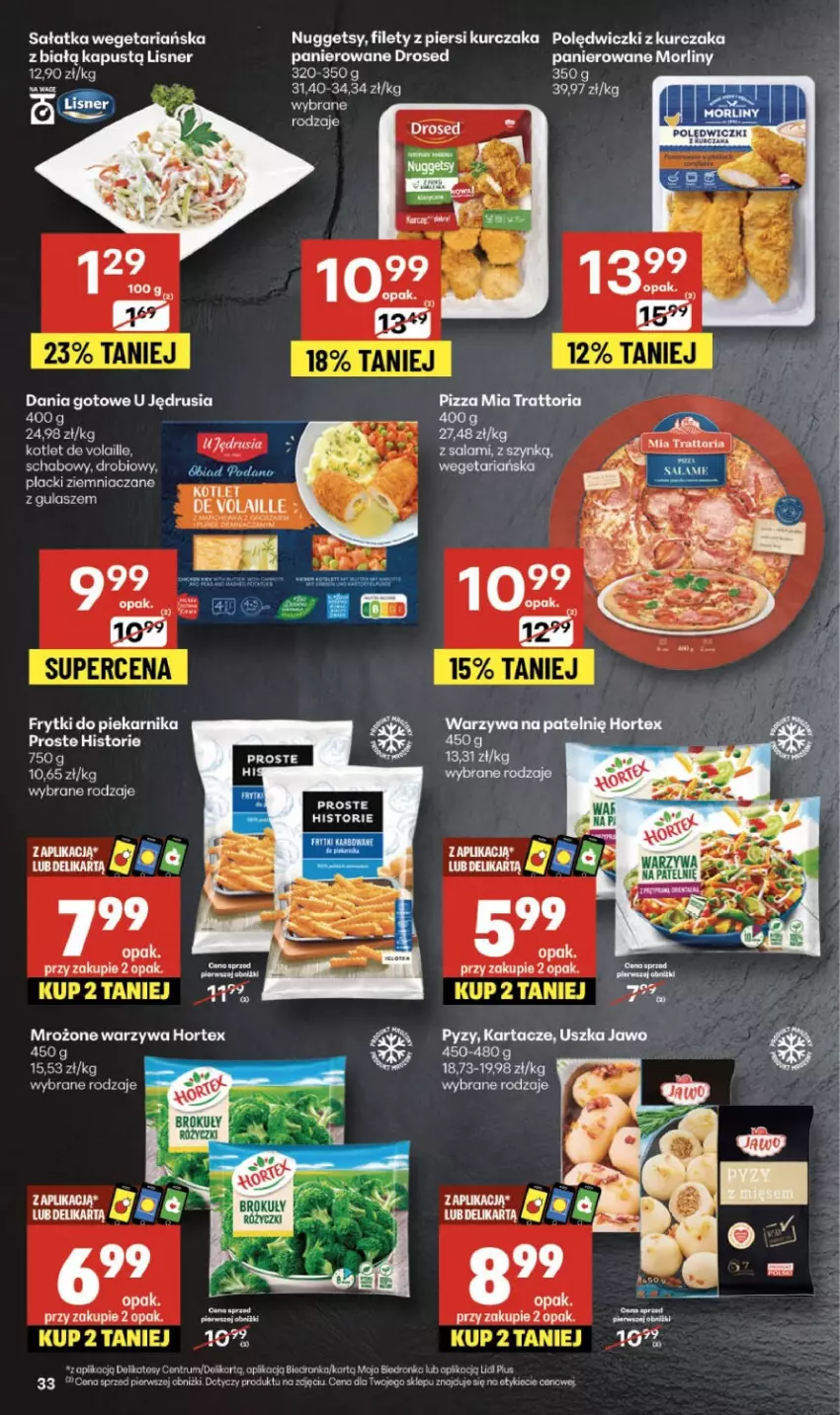 Gazetka promocyjna Delikatesy Centrum - Franczyza DC39 Czwartek - ważna 25.09 do 01.10.2025 - strona 33 - produkty: Brokuły, Dania gotowe, Frytki, Hortex, Kapustą, Koc, Kotlet, Kurczak, Lack, Lisner, Morliny, Piekarnik, Polędwiczki z kurczaka, Rum, Salami, Sałat, Sałatka, Tera, Warzywa