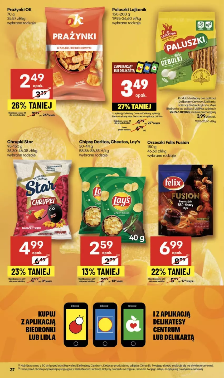 Gazetka promocyjna Delikatesy Centrum - Franczyza DC39 Czwartek - ważna 25.09 do 01.10.2025 - strona 37 - produkty: Fa, Felix, Fusion, Lajkonik, Orzeszki, Rum