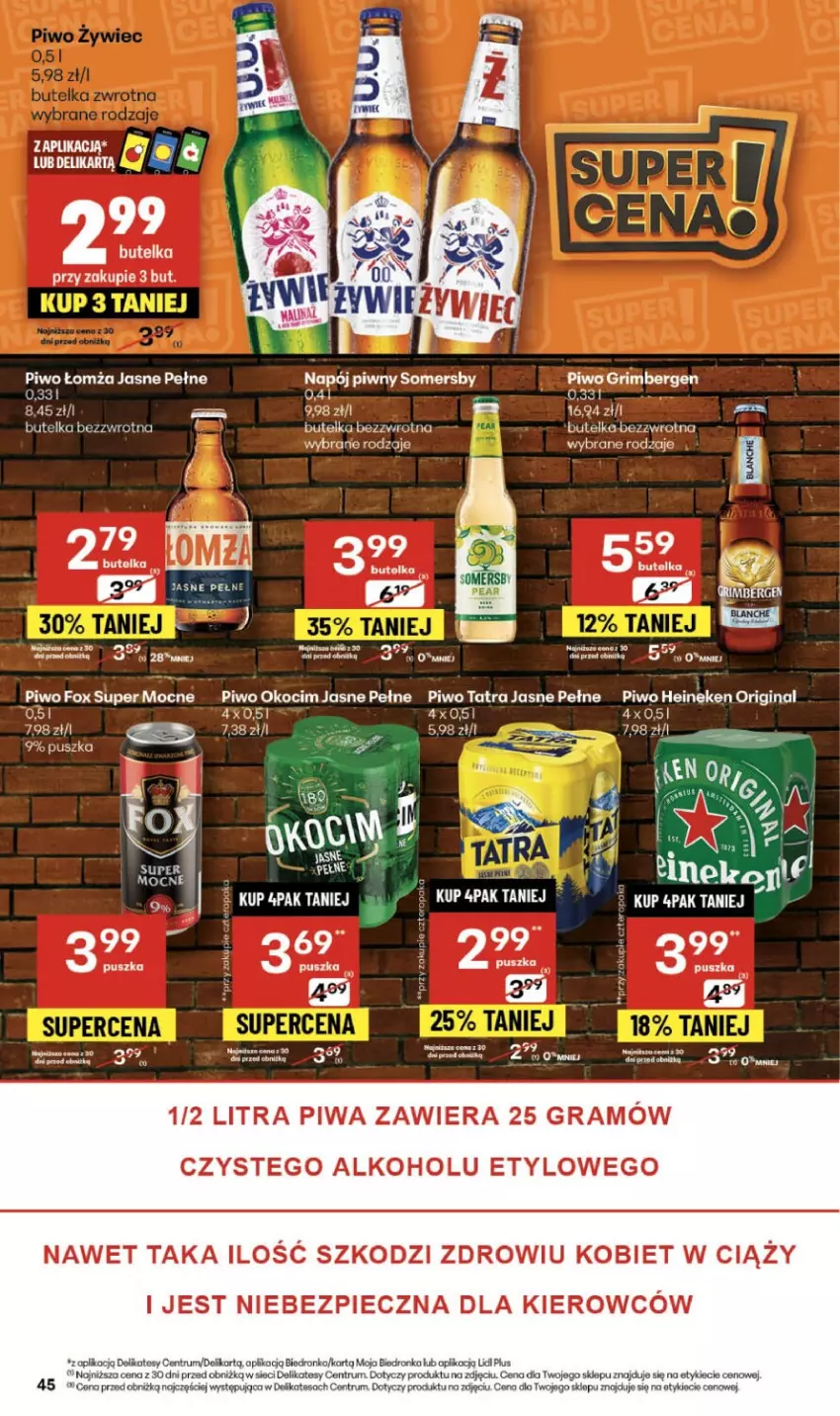 Gazetka promocyjna Delikatesy Centrum - Franczyza DC39 Czwartek - ważna 25.09 do 01.10.2025 - strona 45 - produkty: BIC, Gin, Gra, Heineken, Koc, Napój, Okocim, Piec, Piwa, Piwo, Rum, Somersby, Tatra