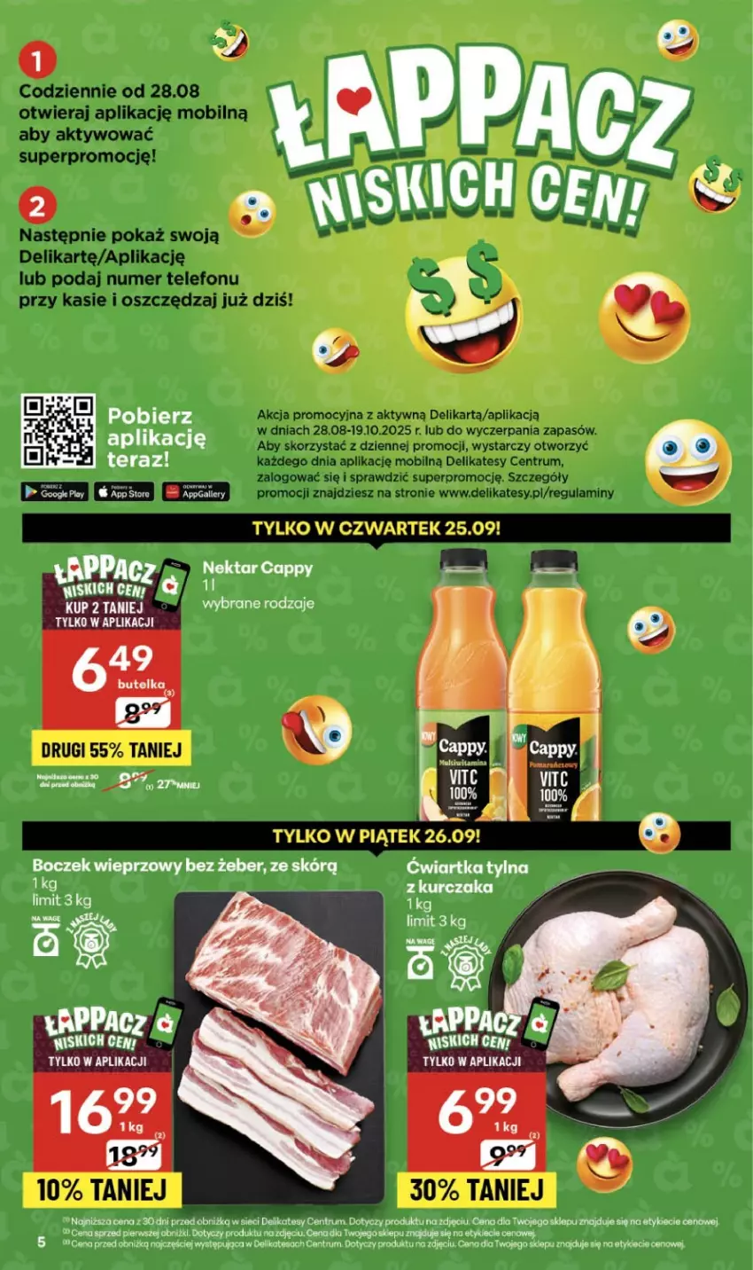 Gazetka promocyjna Delikatesy Centrum - Franczyza DC39 Czwartek - ważna 25.09 do 01.10.2025 - strona 5 - produkty: Boczek, Boczek wieprzowy, Kurczak, Mobil, Rum, Telefon, Tera