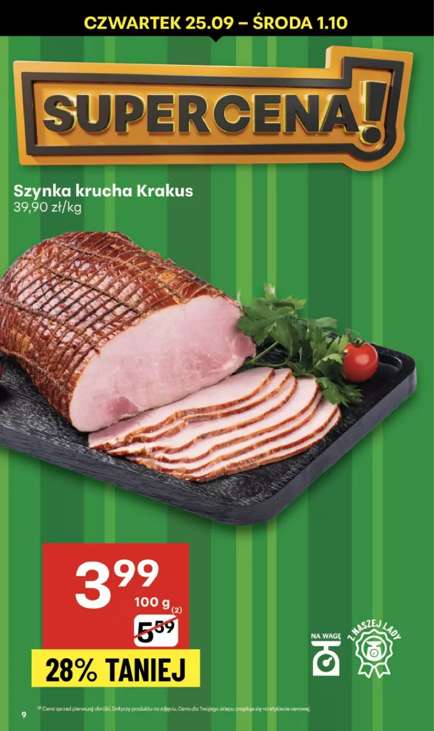 Gazetka promocyjna Delikatesy Centrum - Franczyza DC39 Czwartek - ważna 25.09 do 01.10.2025 - strona 9 - produkty: Krakus, Szynka