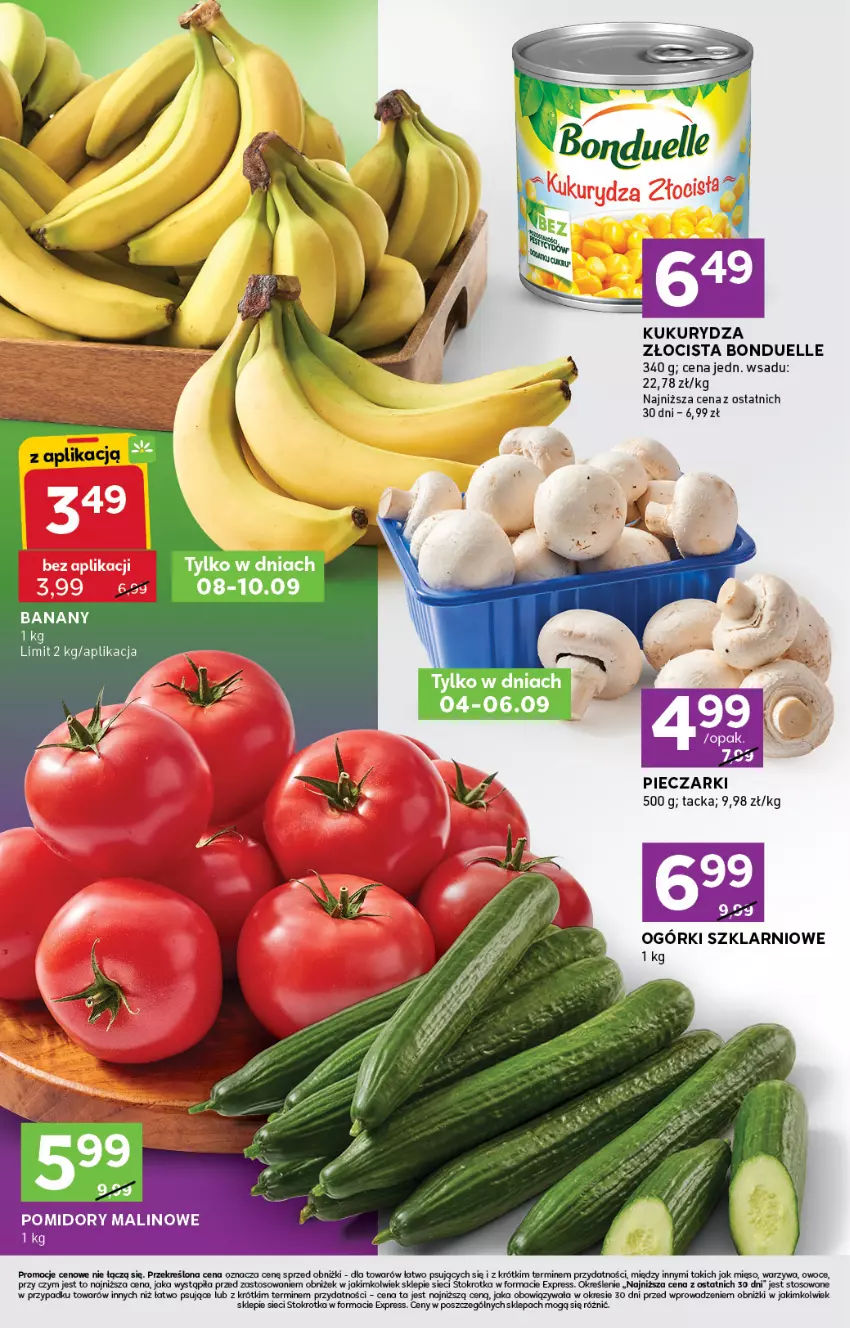 Gazetka promocyjna Stokrotka - Stokrotka Express - ważna 04.09 do 10.09.2025 - strona 2 - produkty: Banany, Bonduelle, Kukurydza, Mięso, Owoce, Piec, Pomidory