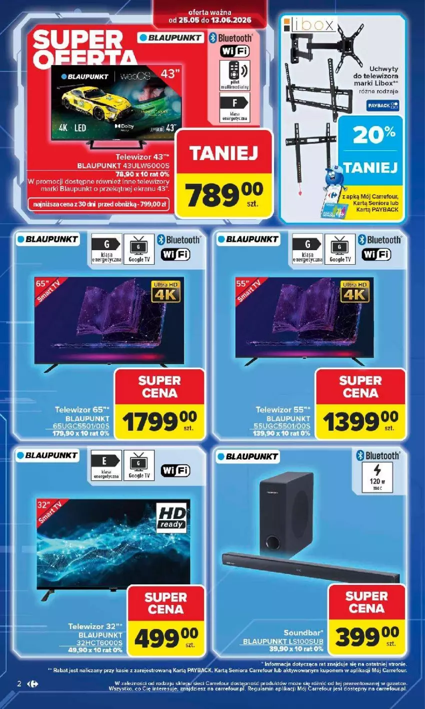 Gazetka promocyjna Carrefour - Gazetka Multimedia od poniedziałku! - ważna 25.05 do 13.06.2026 - strona 2 - produkty: Fa, Soundbar, Telewizor, Uchwyty