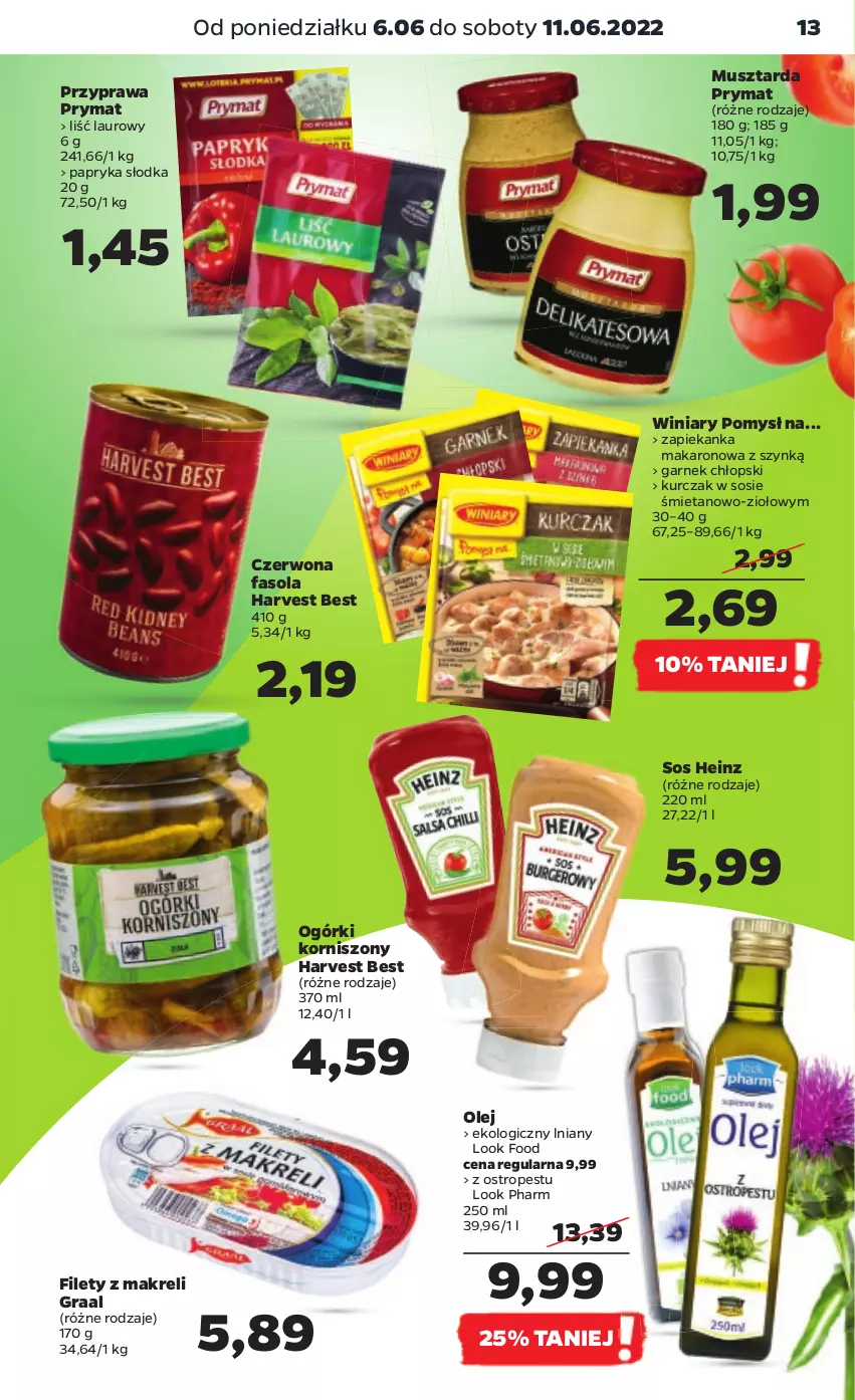 Gazetka promocyjna Netto - Gazetka spożywcza - ważna 06.06 do 11.06.2022 - strona 13 - produkty: Fa, Fasola, Garnek, Gra, Graal, Heinz, Korniszony, Kurczak, Laur, Makaron, Mus, Musztarda, Olej, Ostropes, Papryka, Papryka słodka, Prymat, Sos, Winiary, Zapiekanka