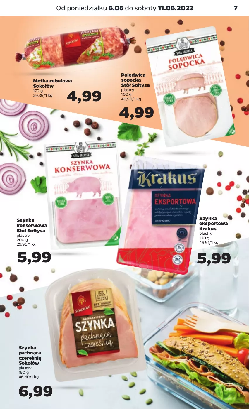 Gazetka promocyjna Netto - Gazetka spożywcza - ważna 06.06 do 11.06.2022 - strona 7 - produkty: Krakus, Polędwica, Por, Ser, Sok, Sokołów, Sport, Stół, Szynka, Szynka konserwowa