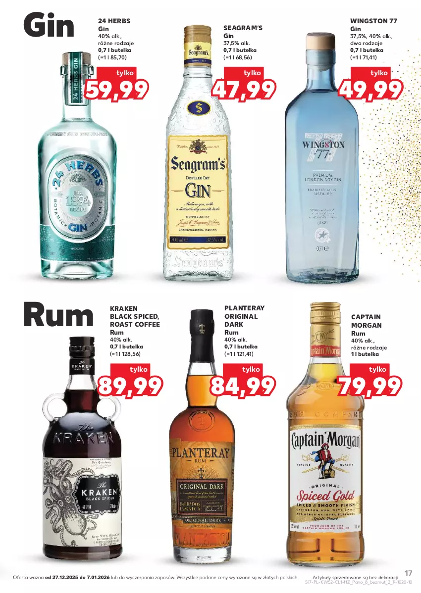 Gazetka promocyjna Kaufland - Barek Kauflandu - ważna 27.12.2025 do 07.01.2026 - strona 17 - produkty: Captain Morgan, Gin, Gra, Lack, Rum, Tera, Wingston 77