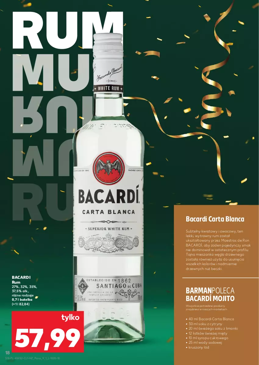Gazetka promocyjna Kaufland - Barek Kauflandu - ważna 27.12.2025 do 07.01.2026 - strona 18 - produkty: Bacardi, Cytryny, Rum, Sok, Syrop