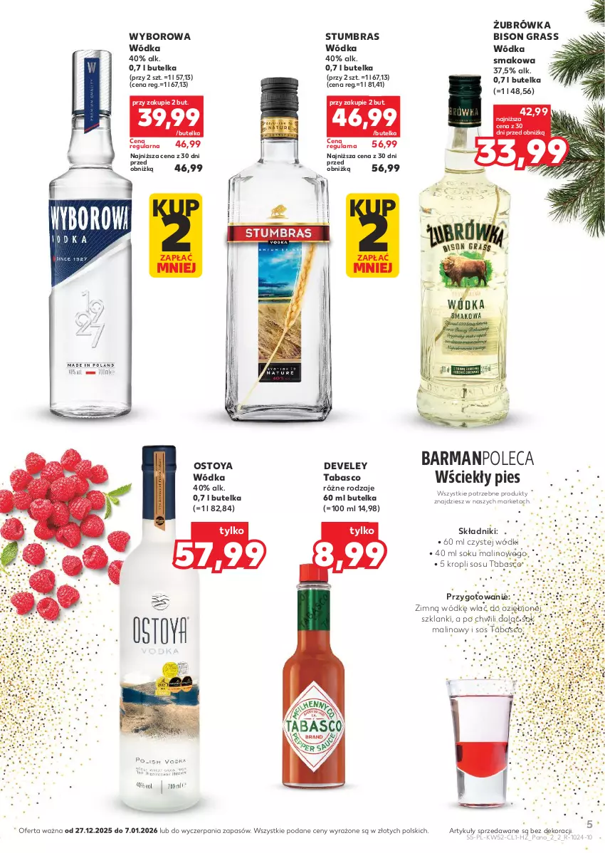Gazetka promocyjna Kaufland - Barek Kauflandu - ważna 27.12.2025 do 07.01.2026 - strona 5 - produkty: Gra, Lanki, Sok, Sos, Sos tabasco, Wódka, Wyborowa