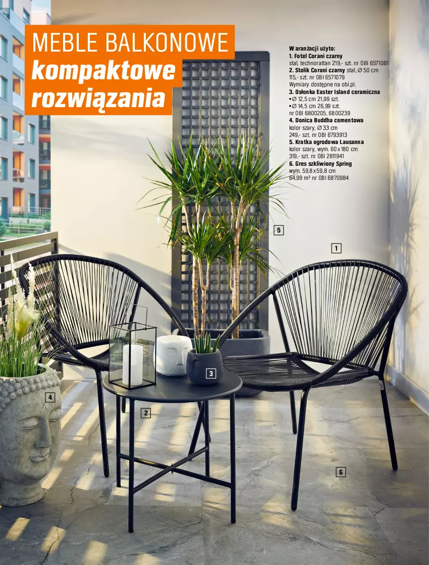 Gazetka promocyjna Obi - Gazetka OBI - ważna 30.03 do 31.08.2022 - strona 24 - produkty: Cement, Fotel, Gres, Gres szkliwiony, Isla, Krzesło, Meble, Osłonka, Stolik