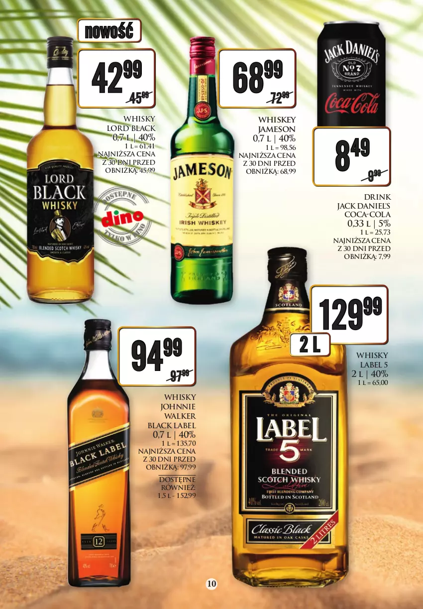 Gazetka promocyjna Dino - Katalog alkoholowy 14-19.08 - ważna 14.08 do 19.08.2023 - strona 10 - produkty: Coca-Cola, Jack Daniel's, Jameson, Johnnie Walker, Lack, Whiskey, Whisky