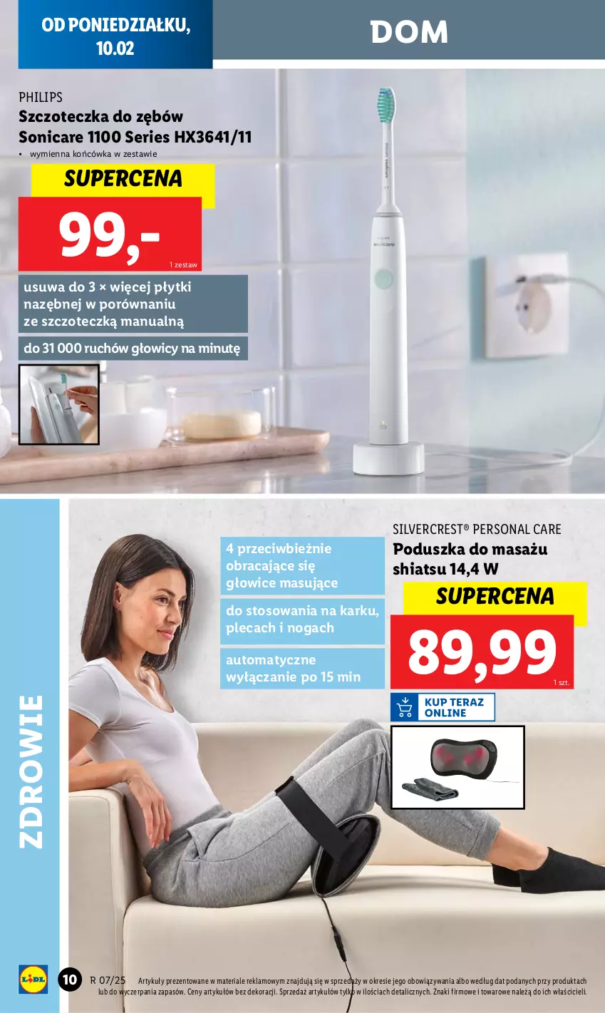 Gazetka promocyjna Lidl - GAZETKA - ważna 10.02 do 15.02.2025 - strona 10 - produkty: Philips, Poduszka, Por, Ser, Silvercrest, Szczoteczka, Szczoteczka do zębów, Zdrowie