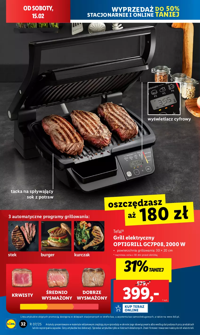 Gazetka promocyjna Lidl - GAZETKA - ważna 10.02 do 15.02.2025 - strona 38 - produkty: Burger, Fa, Gra, Grill, Kurczak, Sok, Stek, Tefal