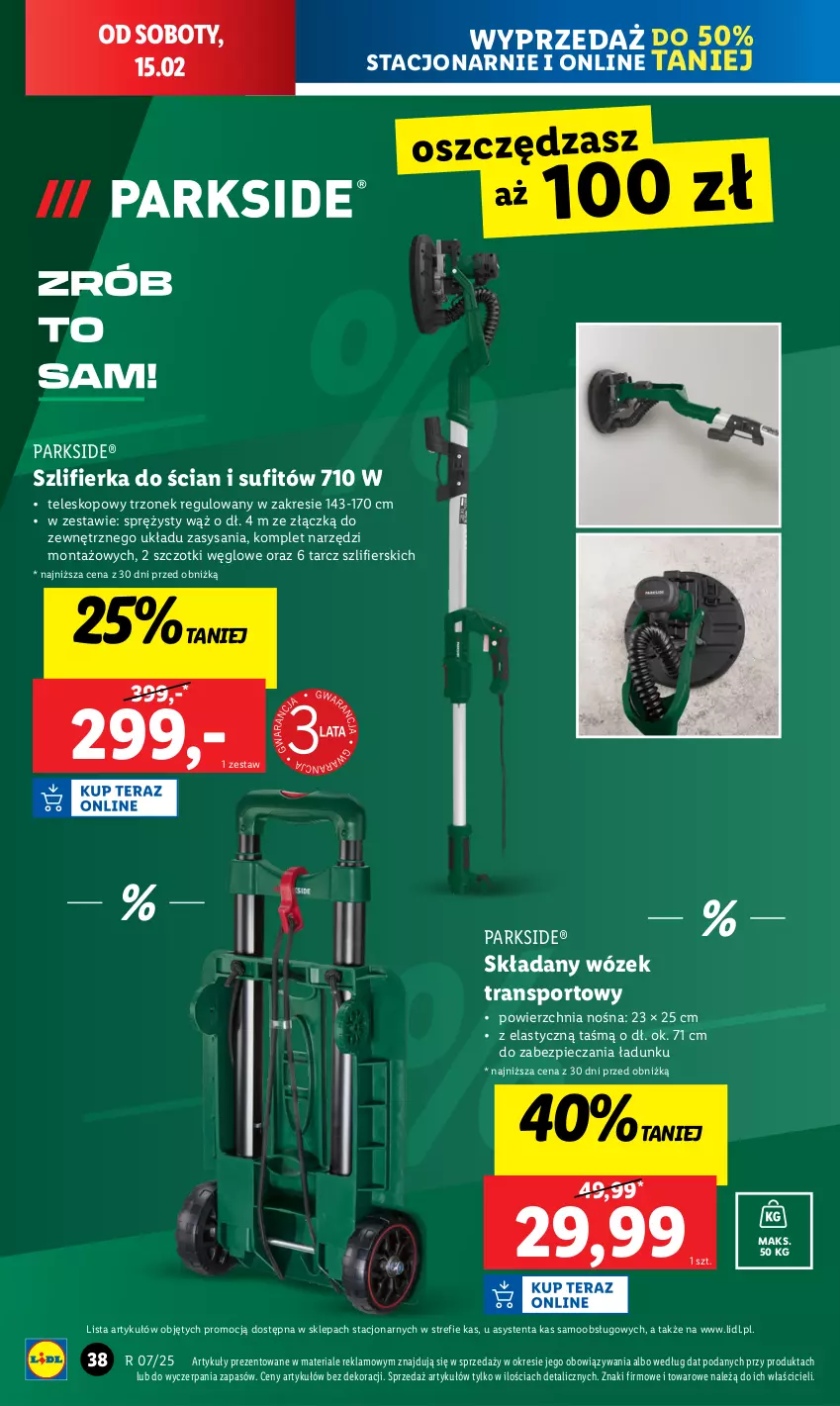 Gazetka promocyjna Lidl - GAZETKA - ważna 10.02 do 15.02.2025 - strona 44 - produkty: Parkside, Piec, Por, Sport, Szlifierka, Teleskop, Tran, Wózek, Wózek transportowy