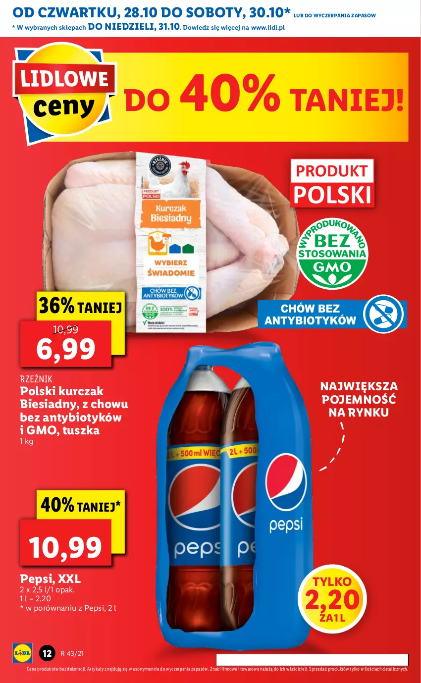 Gazetka promocyjna Lidl - GAZETKA - ważna 28.10 do 31.10.2021 - strona 12 - produkty: Kurczak, Pepsi, Por, Tusz