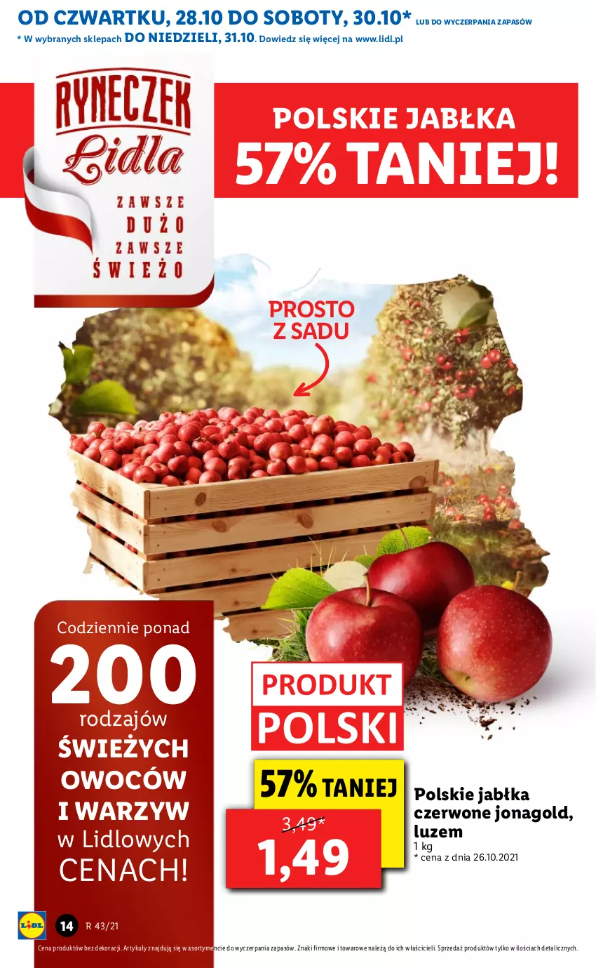 Gazetka promocyjna Lidl - GAZETKA - ważna 28.10 do 31.10.2021 - strona 14 - produkty: Jabłka, Jonagold