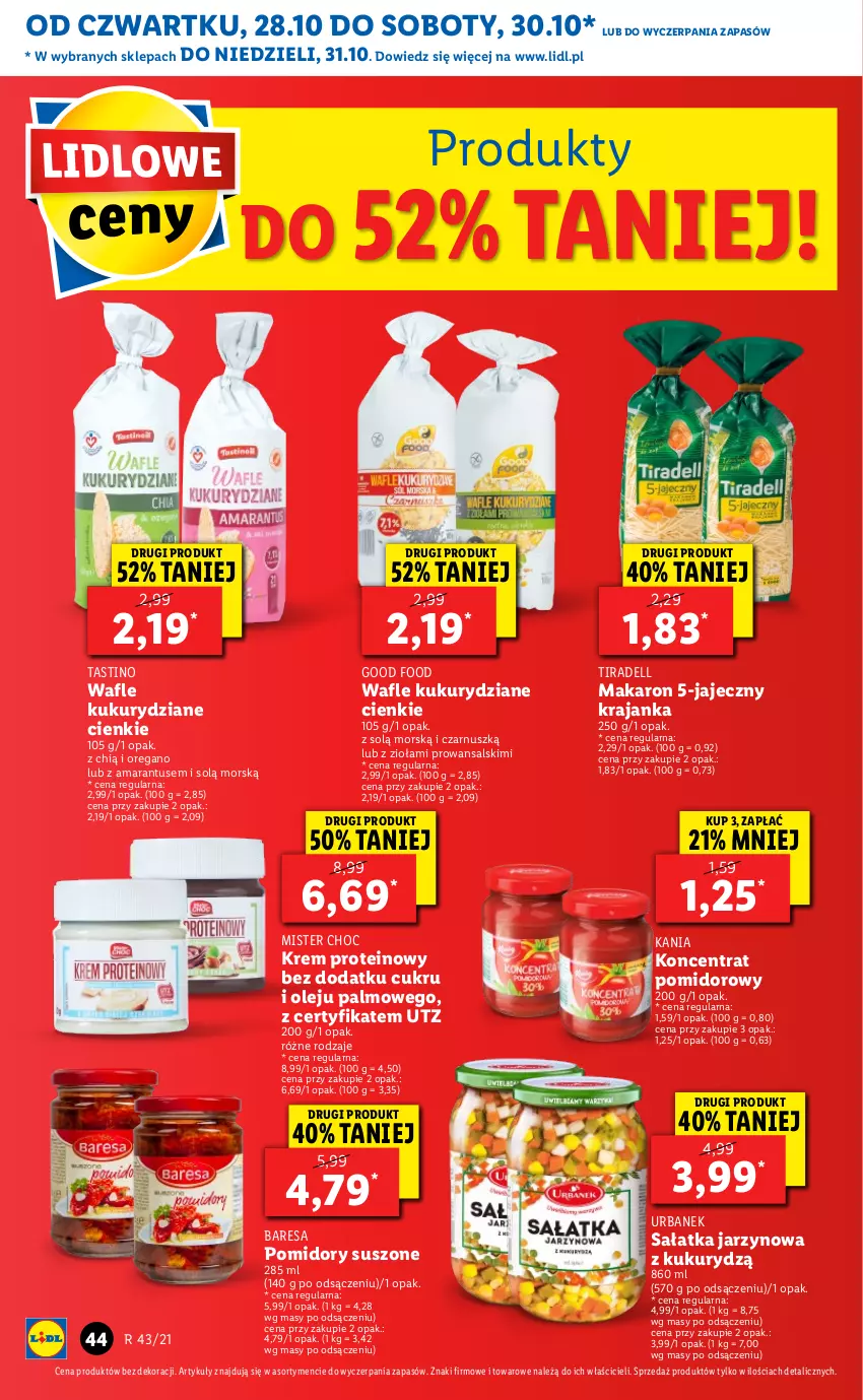 Gazetka promocyjna Lidl - GAZETKA - ważna 28.10 do 31.10.2021 - strona 44 - produkty: Dell, Koncentrat pomidorowy, Makaron, Olej, Pomidory, Sałat, Sałatka