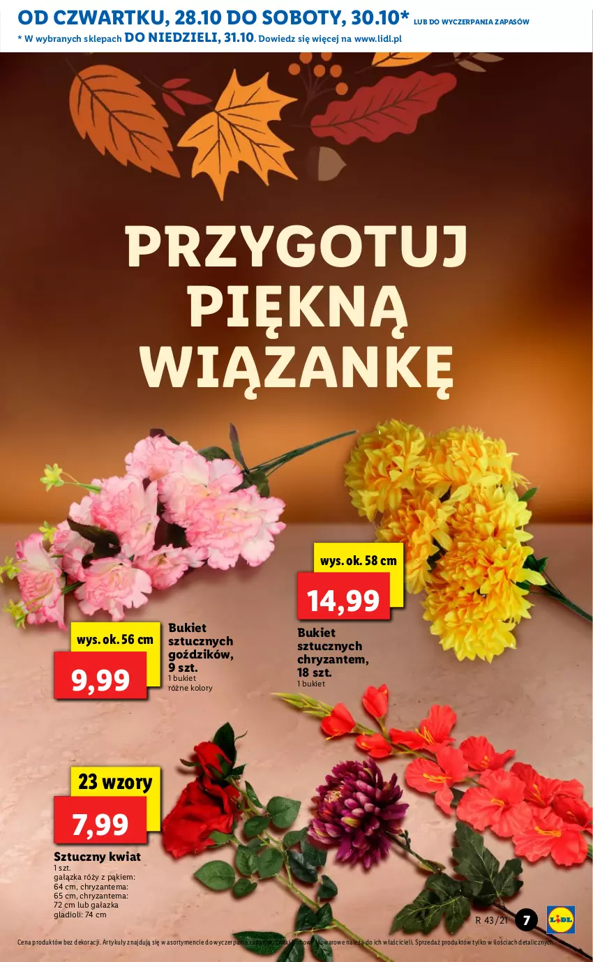 Gazetka promocyjna Lidl - GAZETKA - ważna 28.10 do 31.10.2021 - strona 7 - produkty: Bukiet, Chryzantema, Sztuczny kwiat