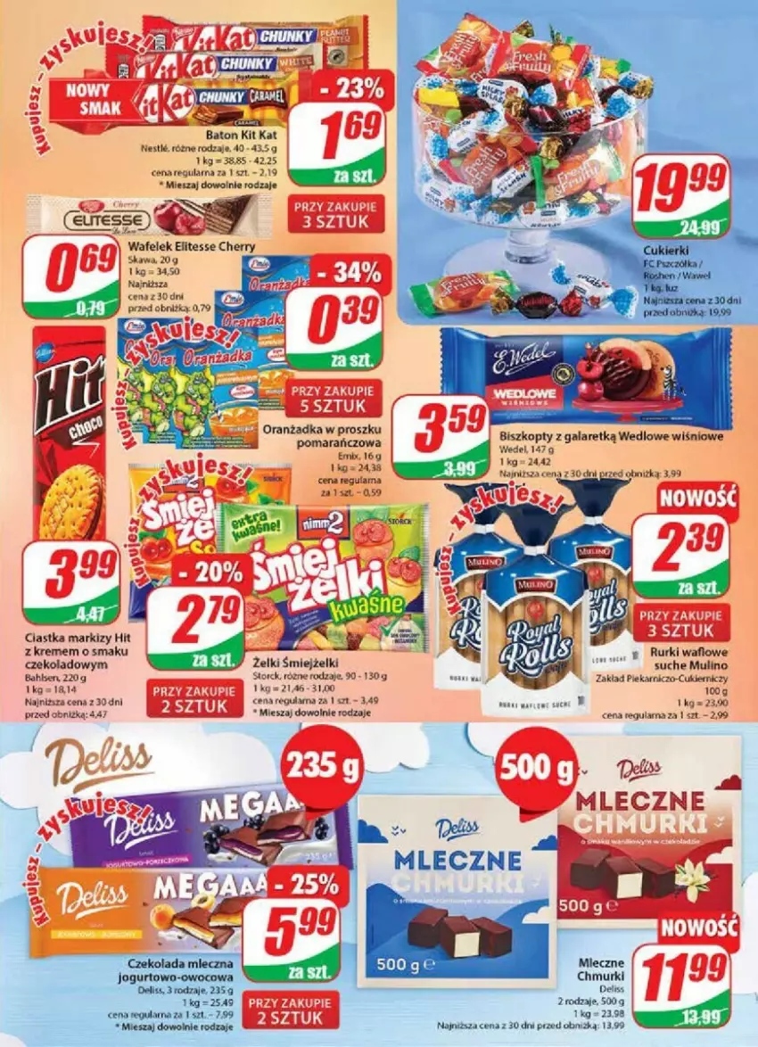 Gazetka promocyjna Dino - ważna 02.08 do 08.08.2023 - strona 18 - produkty: Baton, Ciastka, Cukier, Gala, Kawa, Kit Kat, Rurki, Wafelek, Wagi