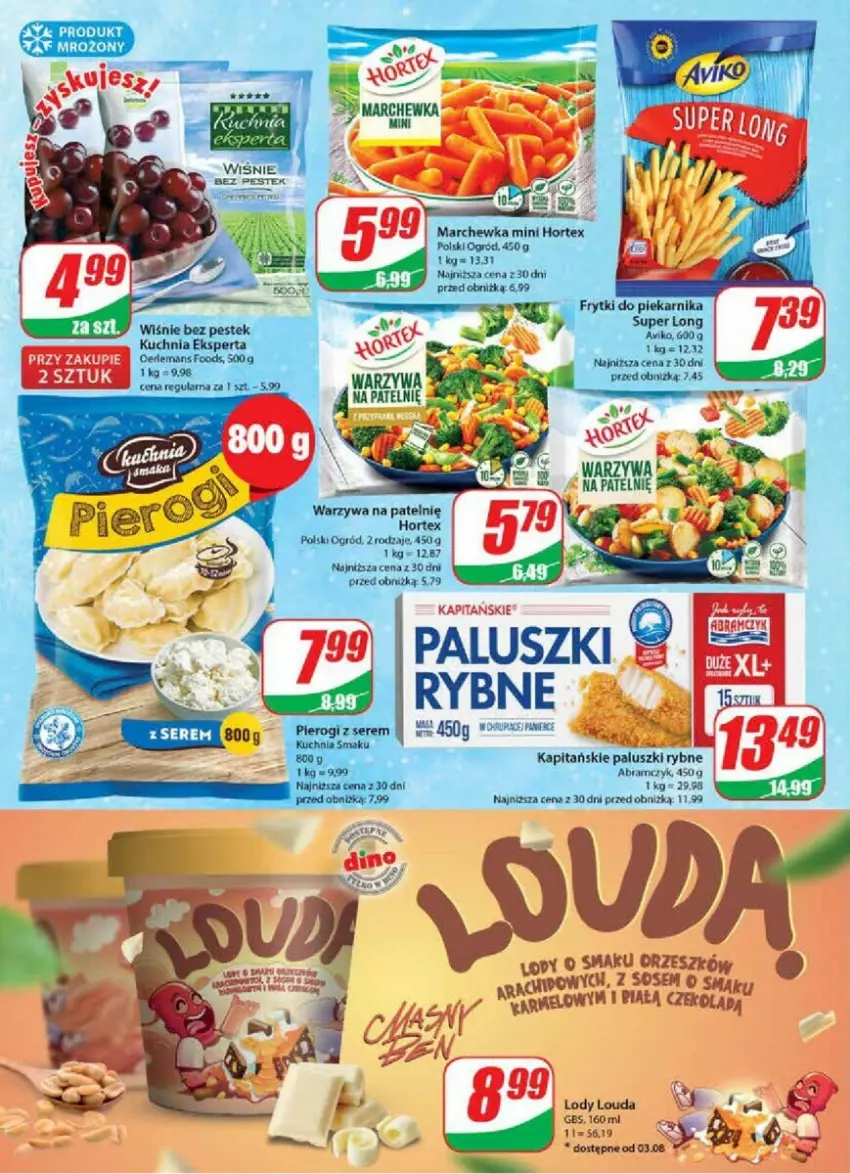 Gazetka promocyjna Dino - ważna 02.08 do 08.08.2023 - strona 23 - produkty: Frytki, Hortex, Kuchnia, Marchewka, Ogród, Paluszki rybne, Piekarnik, Pierogi, Saga, Ser, Stek, Warzywa