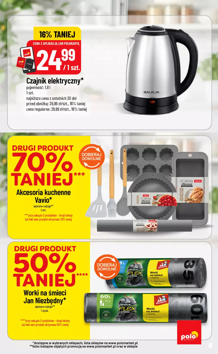 Gazetka promocyjna PoloMarket - NF - katalog - ważna 09.09 do 15.09.2026 - strona 5 - produkty: Czajnik, Czajnik elektryczny, Jan Niezbędny, Worki na śmiec, Worki na śmieci