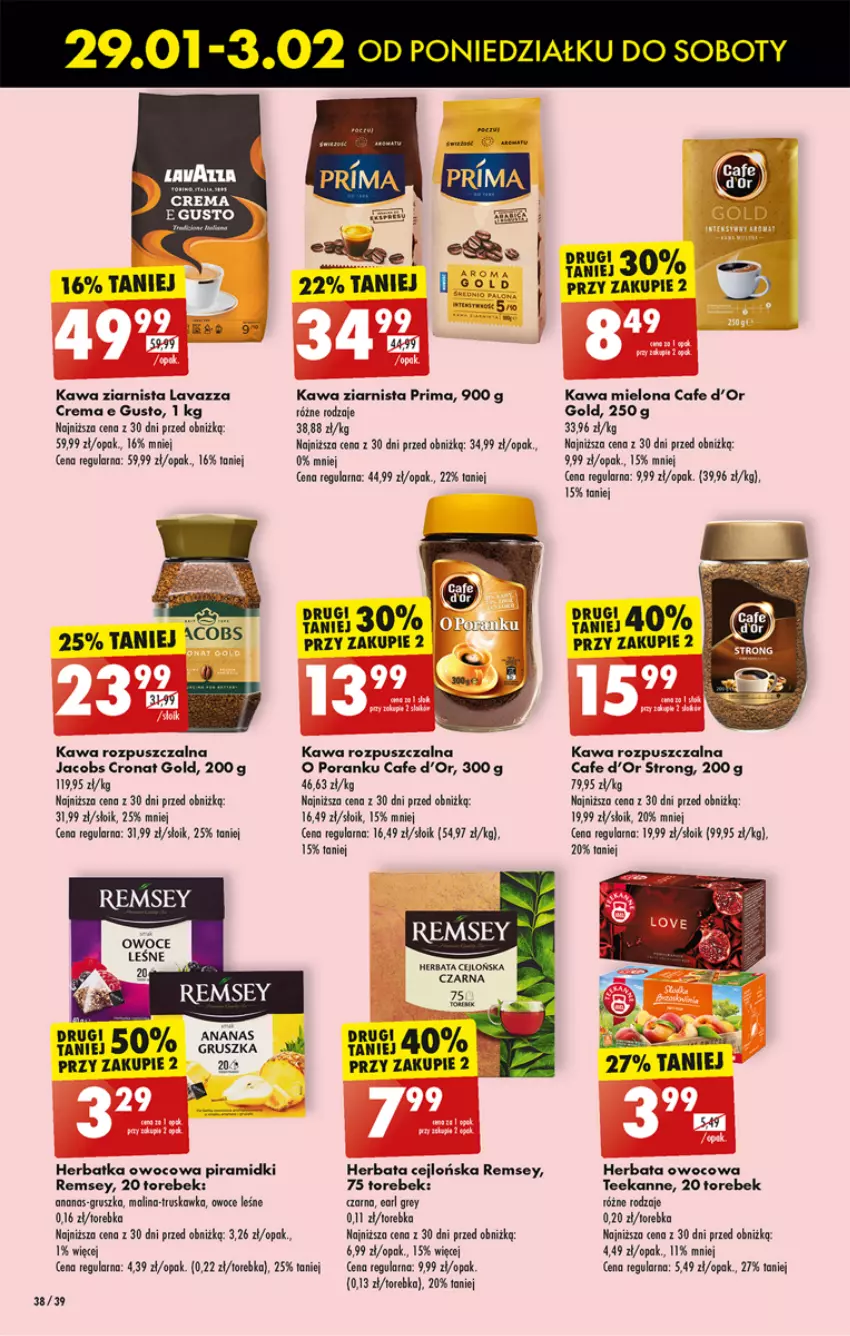 Gazetka promocyjna Biedronka - Od poniedzialku - ważna 29.01 do 03.02.2024 - strona 44 - produkty: Ananas, Earl Grey, Herbata, Herbata owocowa, Jacobs, Kawa, Kawa mielona, Kawa rozpuszczalna, Kawa ziarnista, Lavazza, Owoce, Por, Prima, Teekanne, Torebka