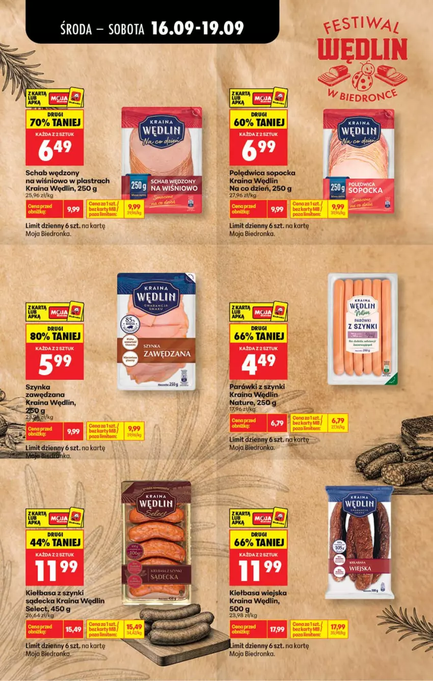 Gazetka promocyjna Biedronka - Gazetka - ważna 16.09 do 23.09.2026 - strona 4 - produkty: Fa, Kiełbasa, Kiełbasa wiejska, Parówki, Parówki z szynki, Polędwica