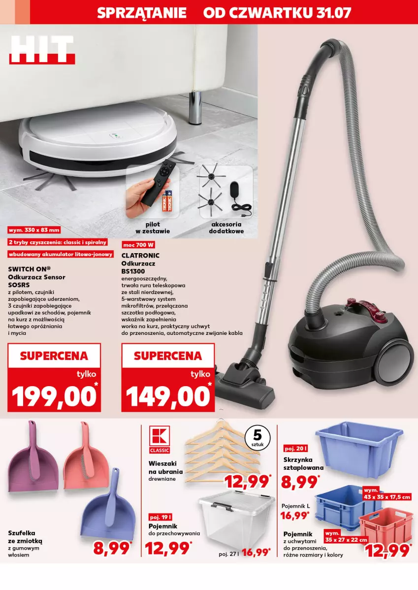 Gazetka promocyjna Kaufland - Kaufland - ważna 31.07 do 06.08.2025 - strona 10 - produkty: Akumulator, Odkurzacz, Orka, Pojemnik, Pojemnik do przechowywania, Rura, Sos, Sprzątanie, Szczotka, Szufelka, Teleskop, Ubrania, Wieszak
