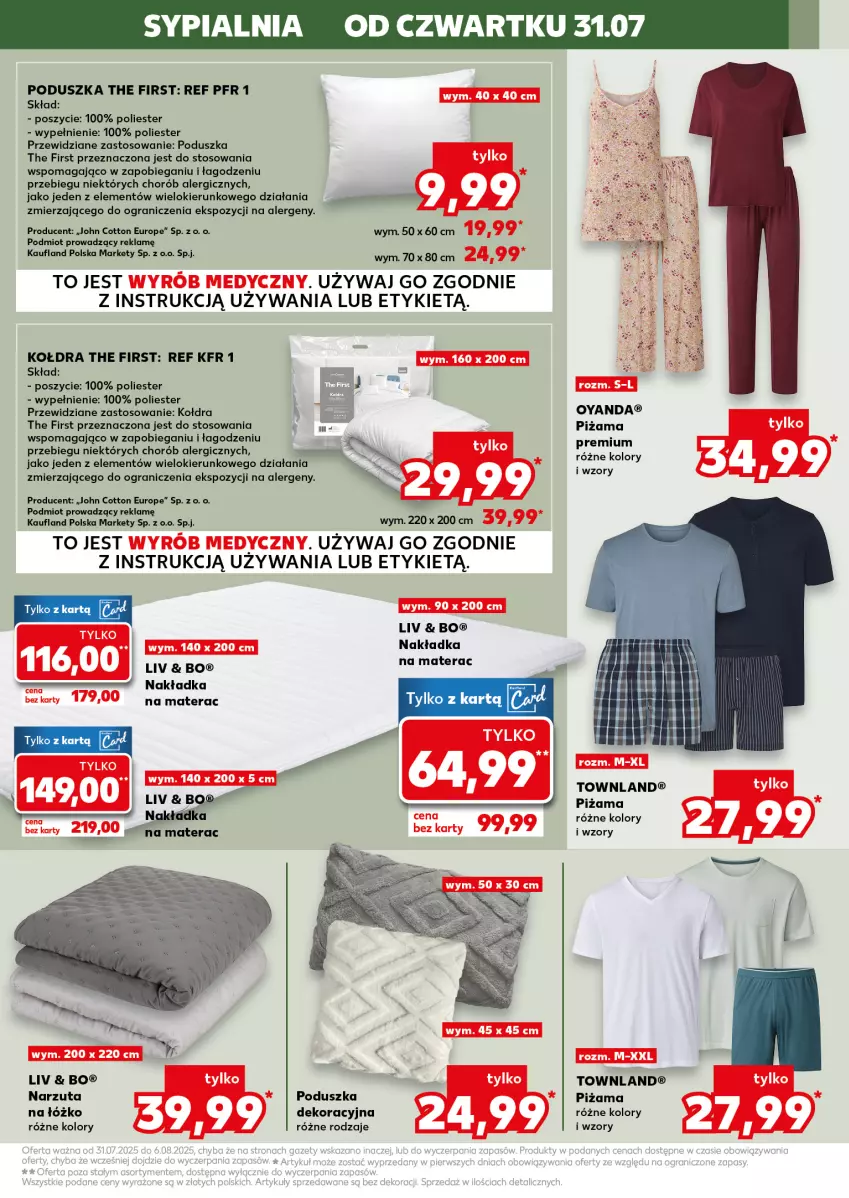 Gazetka promocyjna Kaufland - Kaufland - ważna 31.07 do 06.08.2025 - strona 5 - produkty: Gra, Kołdra, Materac, Narzuta, Piżama, Poduszka, Sypialnia, Tera