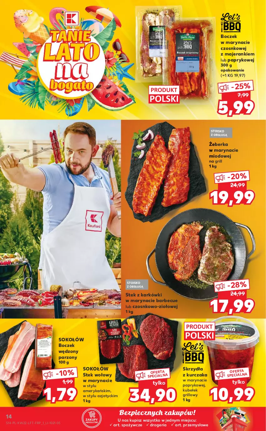 Gazetka promocyjna Kaufland - OFERTA TYGODNIA - ważna 02.06 do 09.06.2021 - strona 14 - produkty: Boczek, Grill, Kurczak, Piec, Sok, Sokołów, Stek, Stek wołowy