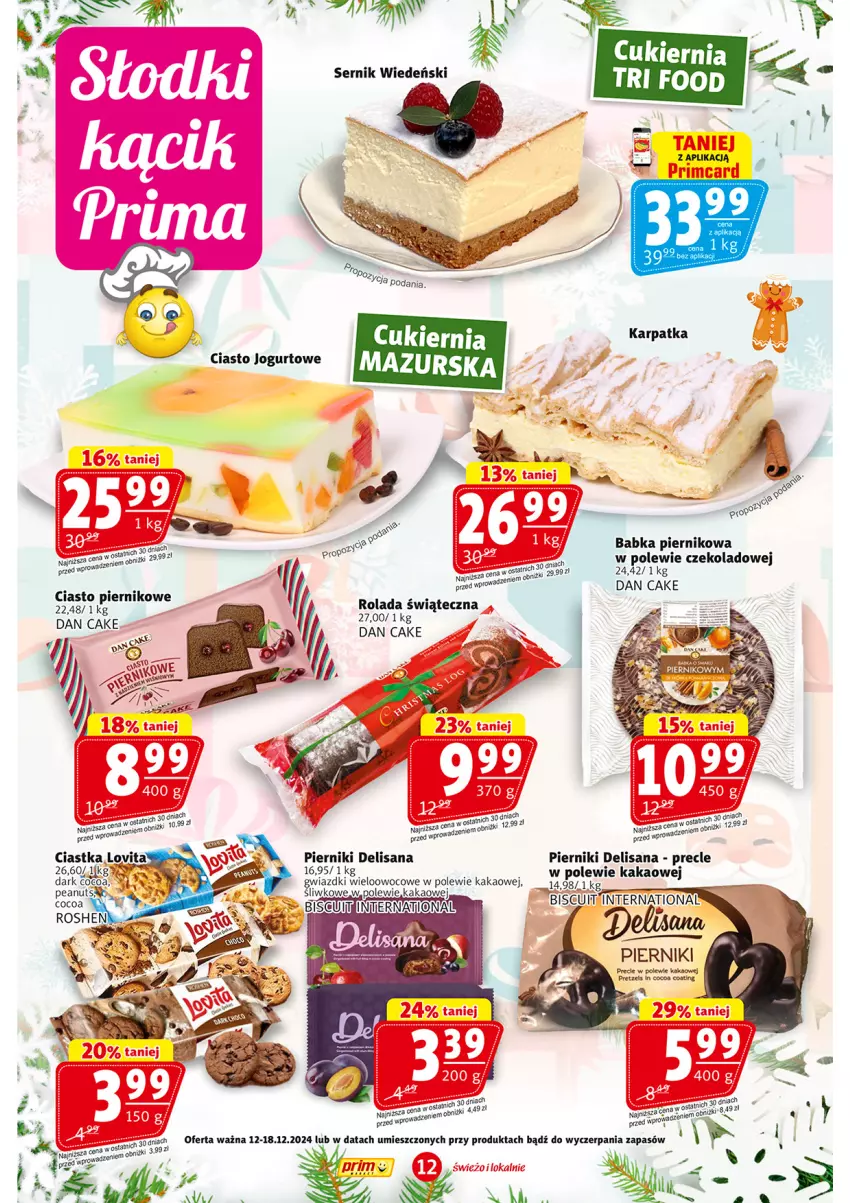 Gazetka promocyjna Prim Market - ważna 12.12 do 18.12.2024 - strona 12 - produkty: Babka, Dan Cake, Isana, Kakao, Karp, Piernik, Precle, Rolada, Ser