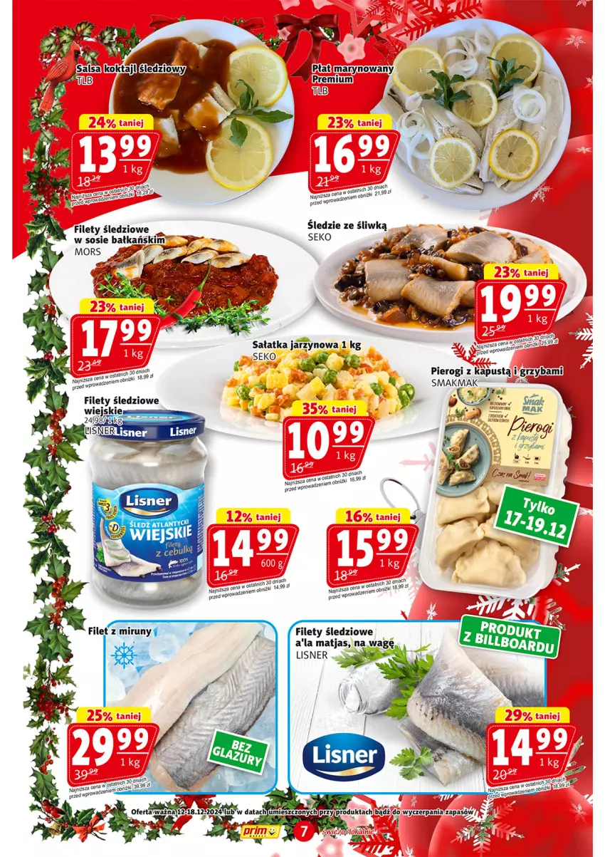 Gazetka promocyjna Prim Market - ważna 12.12 do 18.12.2024 - strona 7 - produkty: Kapustą, Lisner, Matjas, Pierogi, Sałat, Sałatka, SEKO, Sos