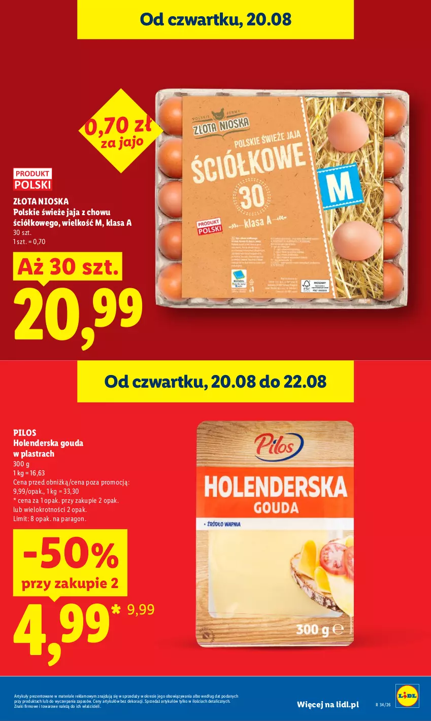 Gazetka promocyjna Lidl - Gazetka ważna od 20.08 do 22.08 - ważna 20.08 do 22.08.2026 - strona 13 - produkty: Gouda, Jaja, Pilos