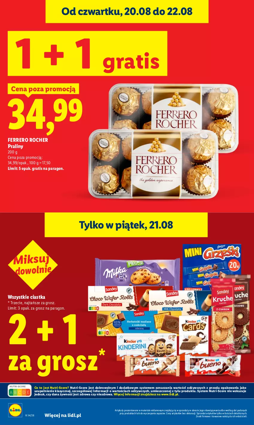 Gazetka promocyjna Lidl - Gazetka ważna od 20.08 do 22.08 - ważna 20.08 do 22.08.2026 - strona 20 - produkty: Ciastka, Ferrero, Ferrero Rocher, Gra, Praliny