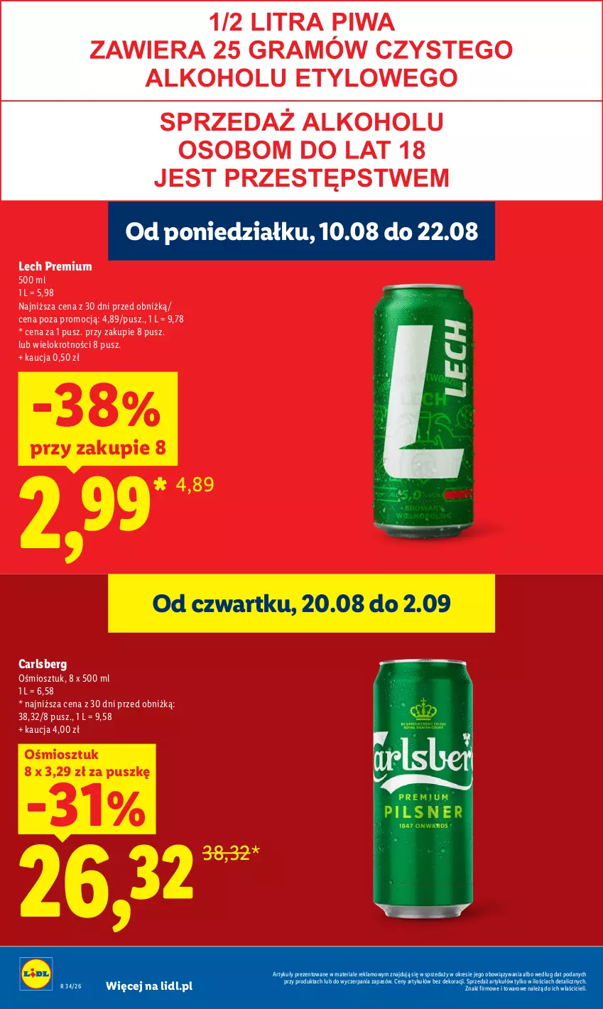 Gazetka promocyjna Lidl - Gazetka ważna od 20.08 do 22.08 - ważna 20.08 do 22.08.2026 - strona 26 - produkty: Carlsberg, Lech Premium